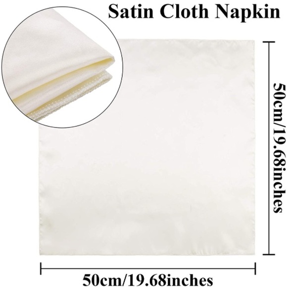 Set of 12 Satin ivory dinner napkins - Picture 4 of 6